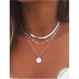 Colier argintiu cu lanturi multiple - 24752