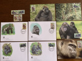 Nigeria - gorila - serie 4 timbre MNH, 4 FDC, 4 maxime, fauna wwf