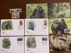 nigeria - gorila - serie 4 timbre MNH, 4 FDC, 4 maxime, fauna wwf