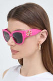 Balenciaga ochelari de soare femei, culoarea roz, BB0323SK