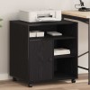 vidaXL Suport Imprimantă Stejar Negru 60x50x67cm, Mobilier Birou, Lemn, Negru, cu Roți, Interior