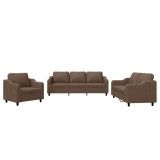 Cumpara ieftin Set de canapele cu perne, 3 piese, maro, textil
