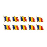 Cumpara ieftin Set 10 insigne steag Romania, metal auriu cu email, model brosa cu ac de siguranta, 20 x 20 mm