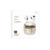 Casti adio wireless stero fara fir cu bluetooth bw40, compatibile cu ios &amp; android, master slave, cu snur, champagne gold