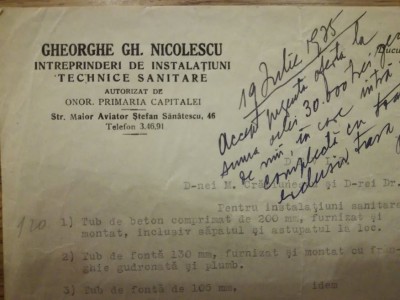 1935, Gheorghe Gh. Nicolescu, Intrepr. instalatiuni sanitare, Str. Aviator Sanat foto