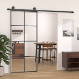 vidaXL Ușă glisantă, negru, 90x205 cm, sticlă ESG și aluminiu