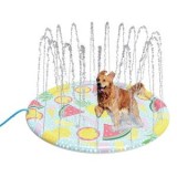 Saltea racoritoare cu jeturi de apa pentru animale de companie, &Oslash;90cm, verde menta cu buline si fructe, CMCLASS