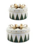 Set 2 cutii decorative Craciun metal multicolor &Oslash;21,5x14,5h; &oslash;28,5x16,5h