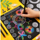 Joc creativ, set sabloane spirograph pt desen geometric, 6 markere, 46 piese