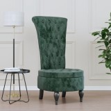 Fotoliu cu spătar &icirc;nalt verde &icirc;nchis catifea design cu nasturi