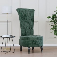vidaXL Fotoliu cu spătar &icirc;nalt verde &icirc;nchis catifea design cu nasturi