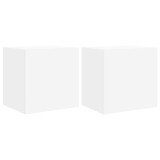Cumpara ieftin Comode TV de perete cu lumini LED, 2 buc., alb, 40,5x35x40 cm