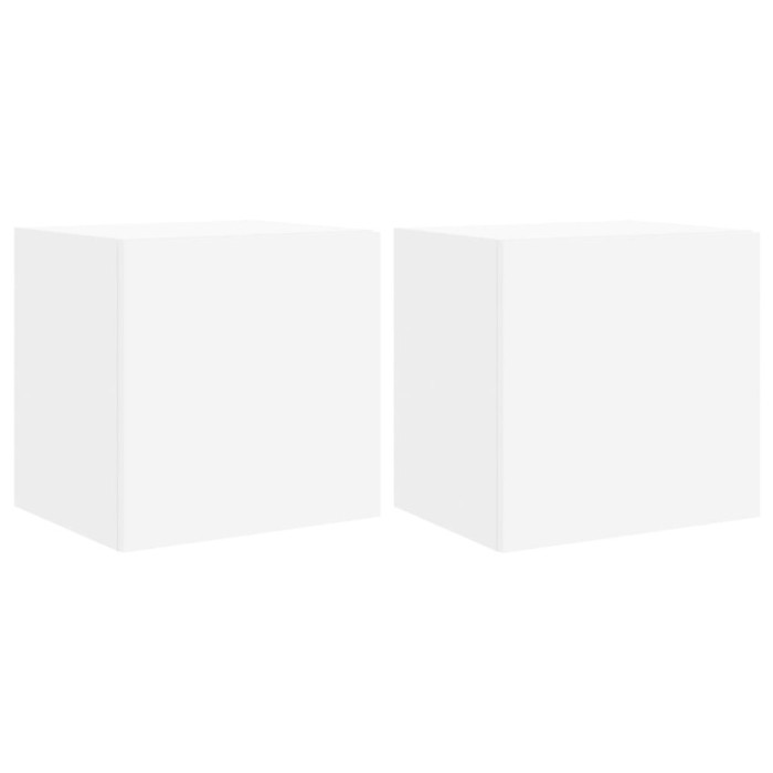 Comode TV de perete cu lumini LED, 2 buc., alb, 40,5x35x40 cm