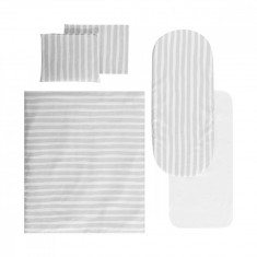 Set 7 piese, lenjerie pentru carucior cu protectie impermeabila Lorelli, Grey Striped