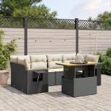 vidaXL Set canapele de grădină cu perne, 7 piese, negru, poliratan