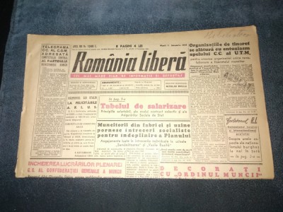 ZIARUL ROMANIA LIBERA 11 IANUARIE 1949 foto
