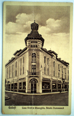 P.090 CARTE POSTALA GALATI CASA SIMION GHEORGHIU STRADA DOMNEASCA 1937 foto