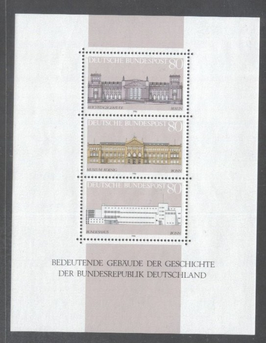Germany Bundes 1986 Buildings perf. sheet Mi.B20 MNH DA.152