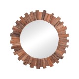 Cumpara ieftin Oglinda Rounder lemn de tec culoare naturala 80x80x4 cm