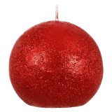 Lum&acirc;nare Decorativă, Sferică, Parafină, Roșu cu Glitter, 6cm, Oem