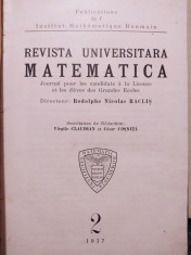 Rodolphe Nicolas Raclis - Revista universitara matematica (Editia: 1937) foto