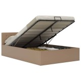 Cumpara ieftin Cadru pat hidraulic, depozitare cappuccino 140x200 cm piele eco