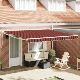 Cumpara ieftin Copertină Dungi Roșu și negru 3,5 x 2,5 m Poliester și metal