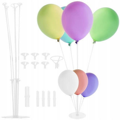 Stand pentru 7 baloane, 24 elemente, conectori, alb-transparent foto