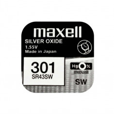 Baterie ceas Maxell SR43SW V301 AG12 1.55V, oxid de argint, 10buc/cutie