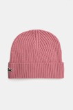 Lacoste caciula de lana culoarea roz, de lana