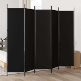 Cumpara ieftin Paravan Separator de Camera din 5 Panouri Textil Negru, Dimensiuni 250x200 cm