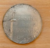 Medalie Souvenir de L&#039;ascension, Tour Eiffel - Franta, 40 mm, bronz argintat