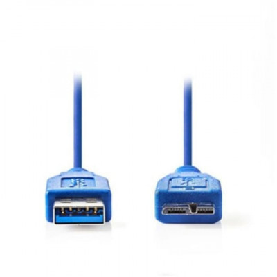 Cablu USB 3.0, Nedis, PVC, USB A Tata - USB Micro B Tata, 0.5 m, Albastru foto