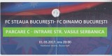 QW13 8 - Bilet acces parcare - FCSB Steaua - FC Dinamo Bucuresti - 01 03 2017
