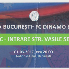 M5 - BILET ACCES PARCARE - FCSB STEAUA - FC DINAMO BUCURESTI - 01 03 2017