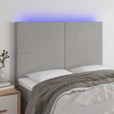 Cumpara ieftin Tăblie de pat cu LED, gri deschis, 144x5x118/128 cm, textil