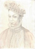 Sp5. Grafica desenata cu varf de aur - Portret de barbat din secolul al 18-lea, Portrete, Cerneala, Realism, RavariuArt