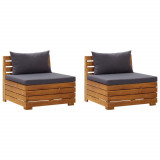 Canapea de gradina cu 2 locuri, cu perne, lemn masiv de acacia GartenMobel Dekor, vidaXL