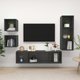 Cumpara ieftin Set de dulapuri TV, 4 piese, gri, lemn prelucrat