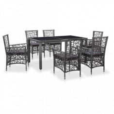 Set mobilier de exterior 7 piese gri poliratan foto