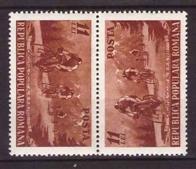 1951 - Circuitul ciclist al RPR, pereche tete-beche neuzata foto