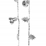 Ghirlanda de Craciun cu clopotei - argintiu stralucitor - 260 cm, Oem