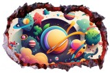 Cumpara ieftin Sticker decorativ Planete, Portocaliu, 90 cm, 8056ST-2, Oem