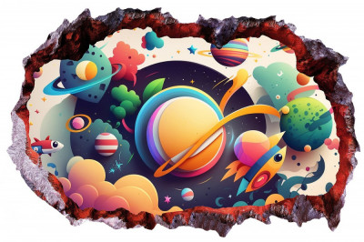Sticker decorativ Planete, Portocaliu, 90 cm, 8056ST-2 foto