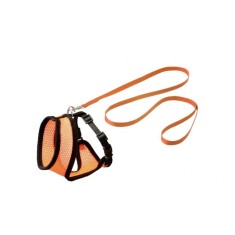 SET HAM+LESA PENTRU PISICA FLAMINGO ORANGE BLACK 110CMx10MM