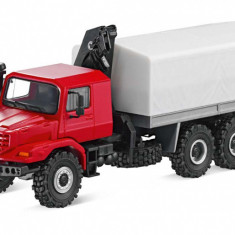 Macheta Oe Mercedes-Benz Zetros 6x6 Platforma Cu Macara 1:87 Rosu B66005257