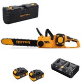 Cumpara ieftin Drujba pe acumulator 36V, 5AH, lama 40cm, 26m/s, 6000rpm, 2 acumulatori, ungere automata Rotor RBS1601