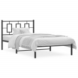 VidaXL Cadru de pat din metal cu tăblie, negru, 107x203 cm