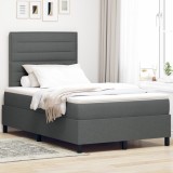 vidaXL Pat cu arcuri box cu saltea și LED - Gri &icirc;nchis - 120x200 cm