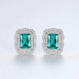 Cercei ARGINT Green Crystal Luxury Arg01X